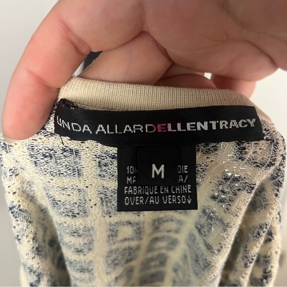 Vintage Y2K beaded silk tank top by Lauren Allard Ellen Tracy crème navy medium - Picture 7 of 9